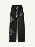 Black polyester Wild Trend Avant-garde Trousers available in sizes S to 5XL
