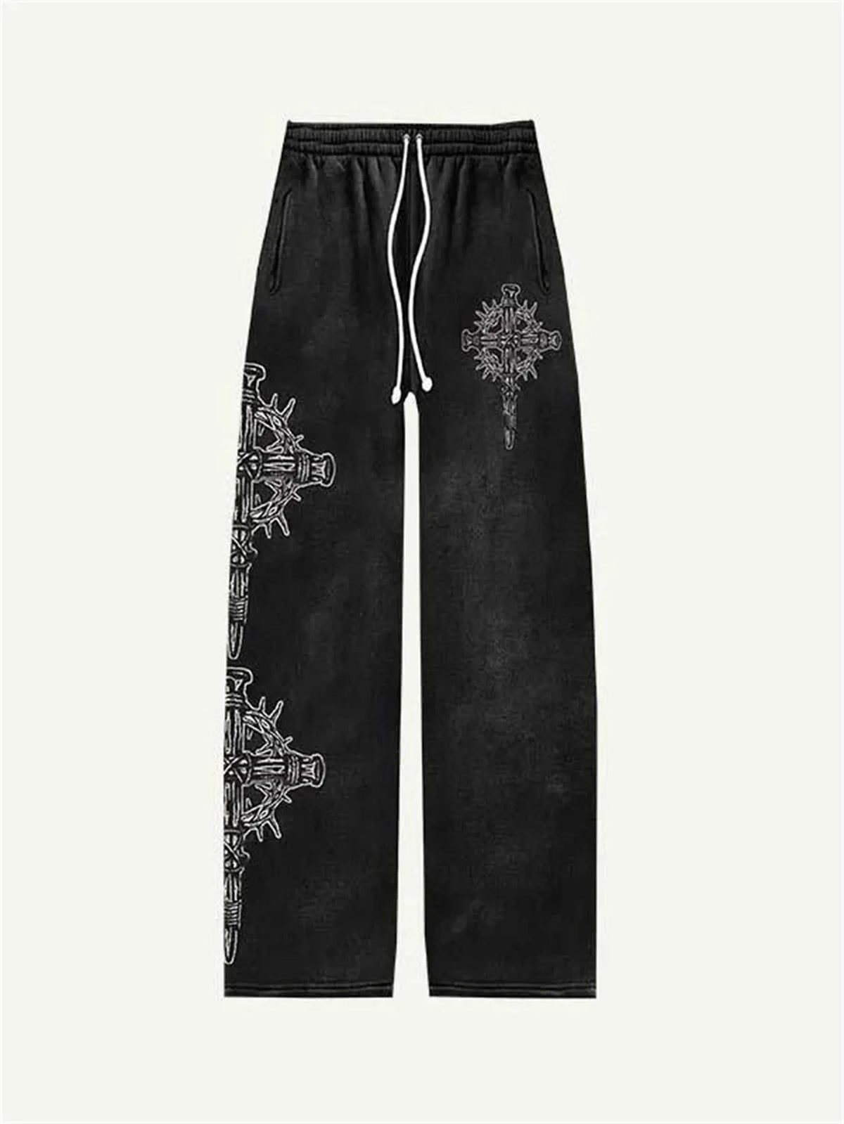 Black polyester Wild Trend Avant-garde Trousers available in sizes S to 5XL