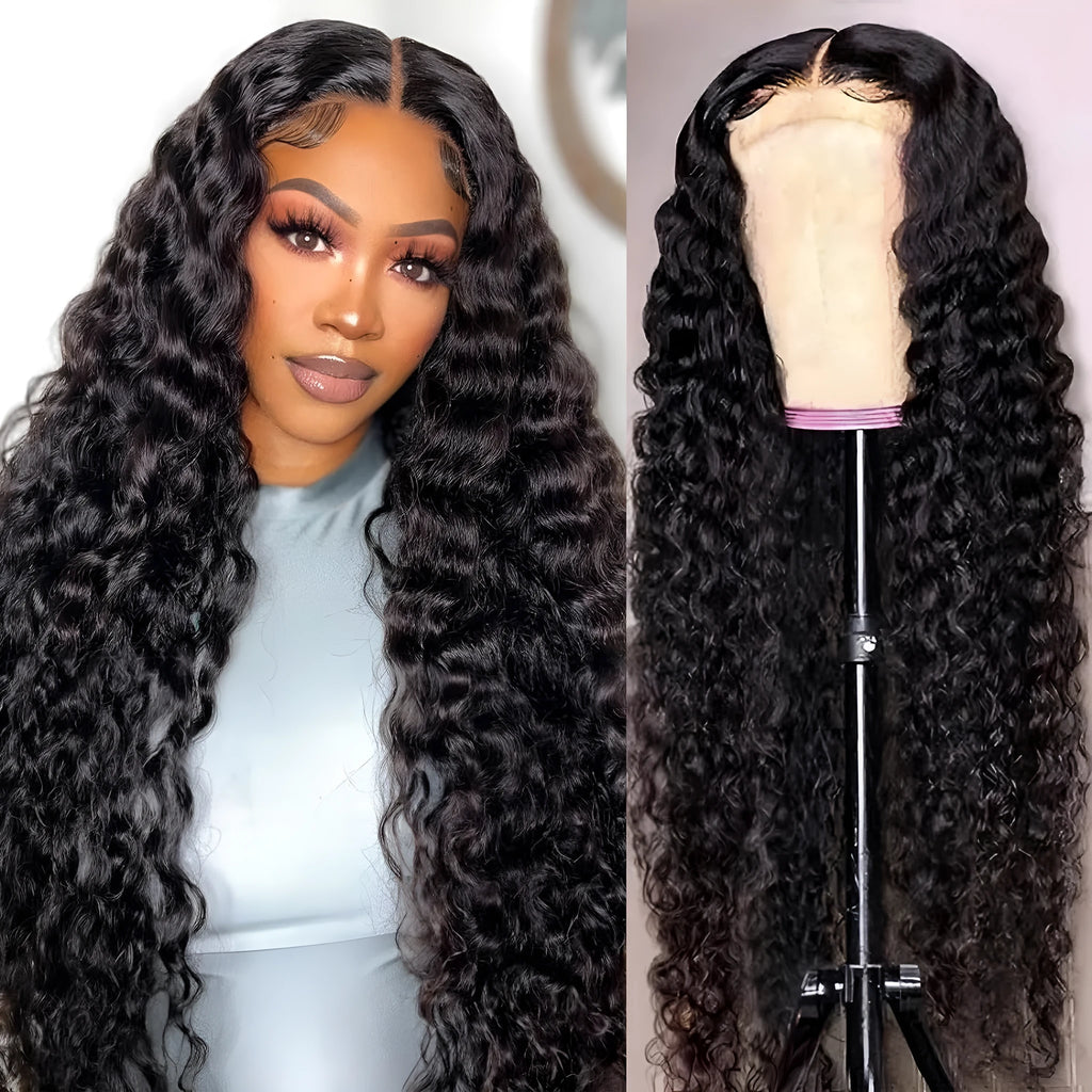 Front lace deep wave human hair wig for ladies hand-woven natural look length options 20 to 85cm
