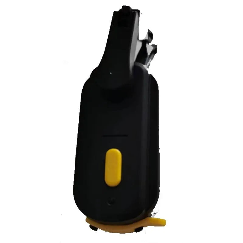 Black plastic motorcycle helmet wiper motor with a 65mm blade for visor cleaning.