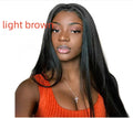 Long straight high temperature fibre wig for ladies, black colour with centre parted bangs