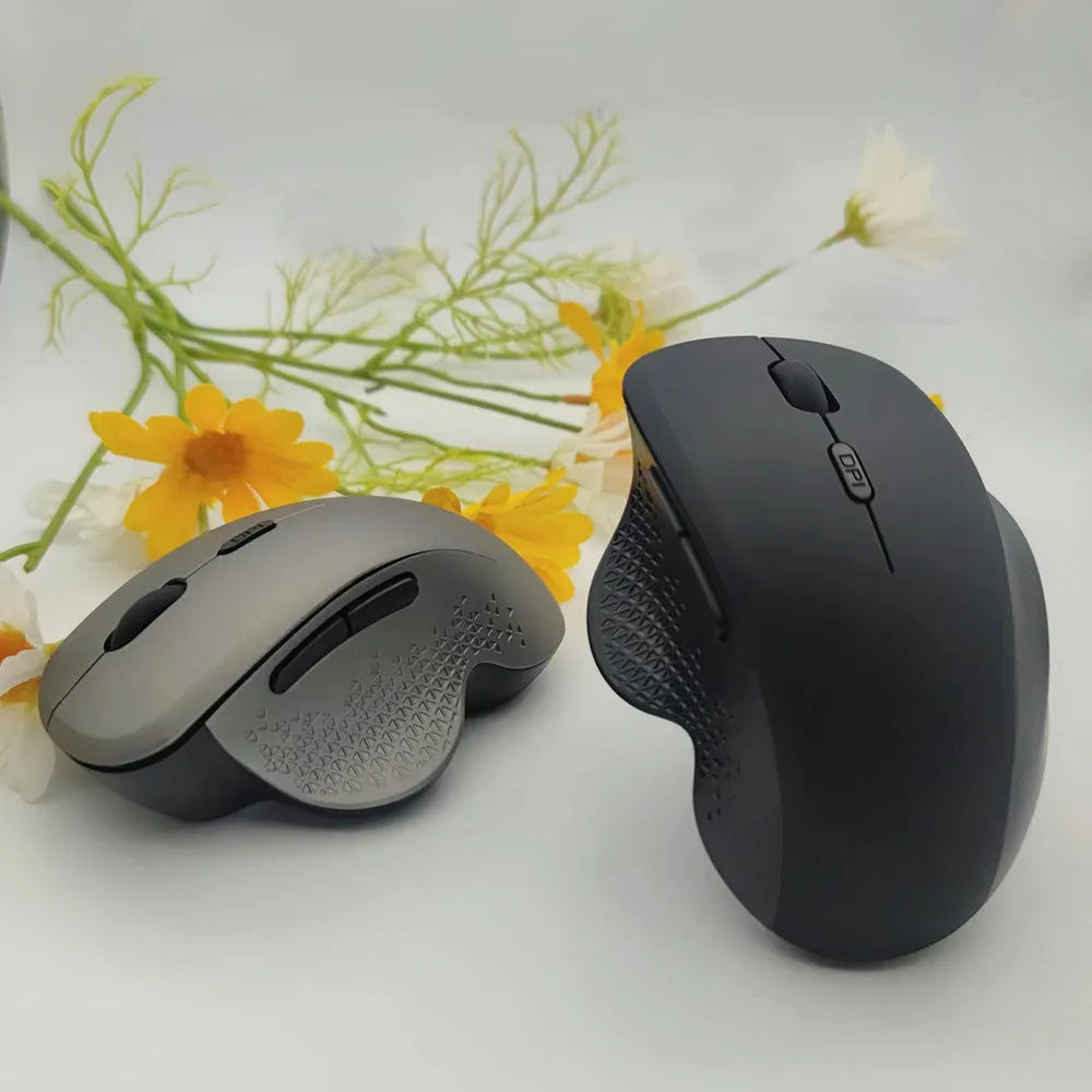 Grey and black USB rechargeable wireless optical mouse for laptop computers with charging cable
