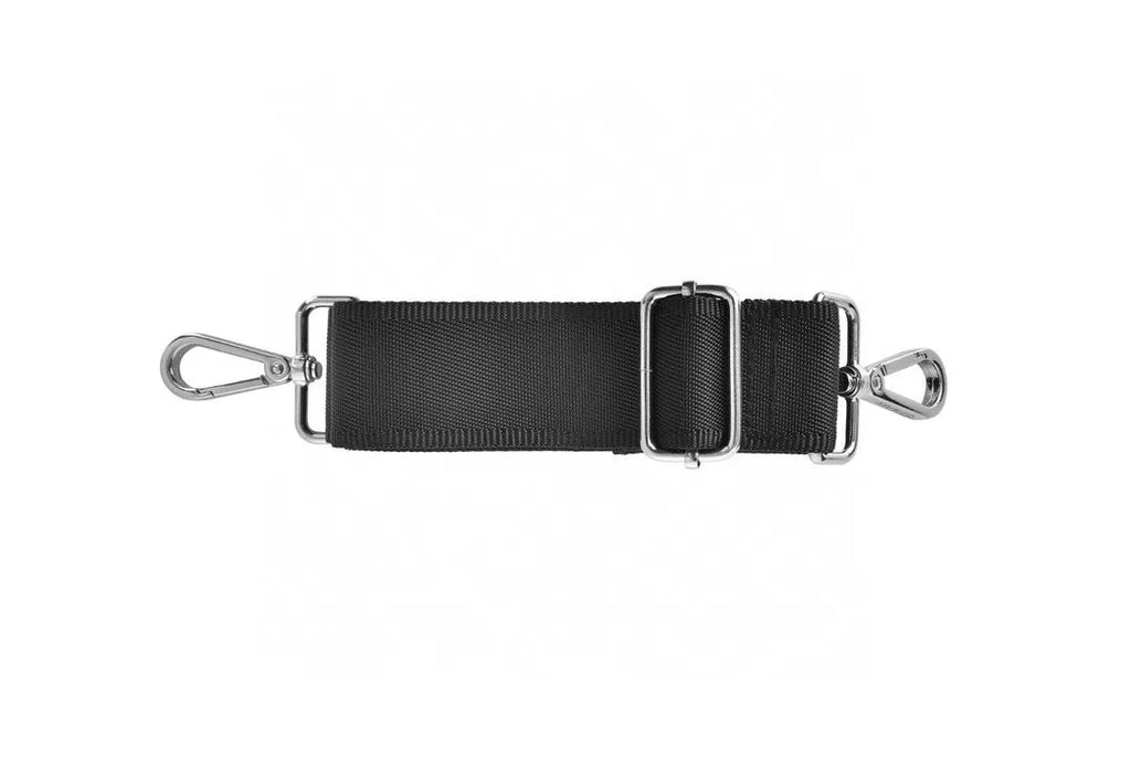Black Oxford cloth multi-pocket laptop handbag showing separate internal layers and an integrated lock.