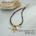 Geometric leopard pendant necklace on adjustable stainless steel chain with 18K gold electroplating