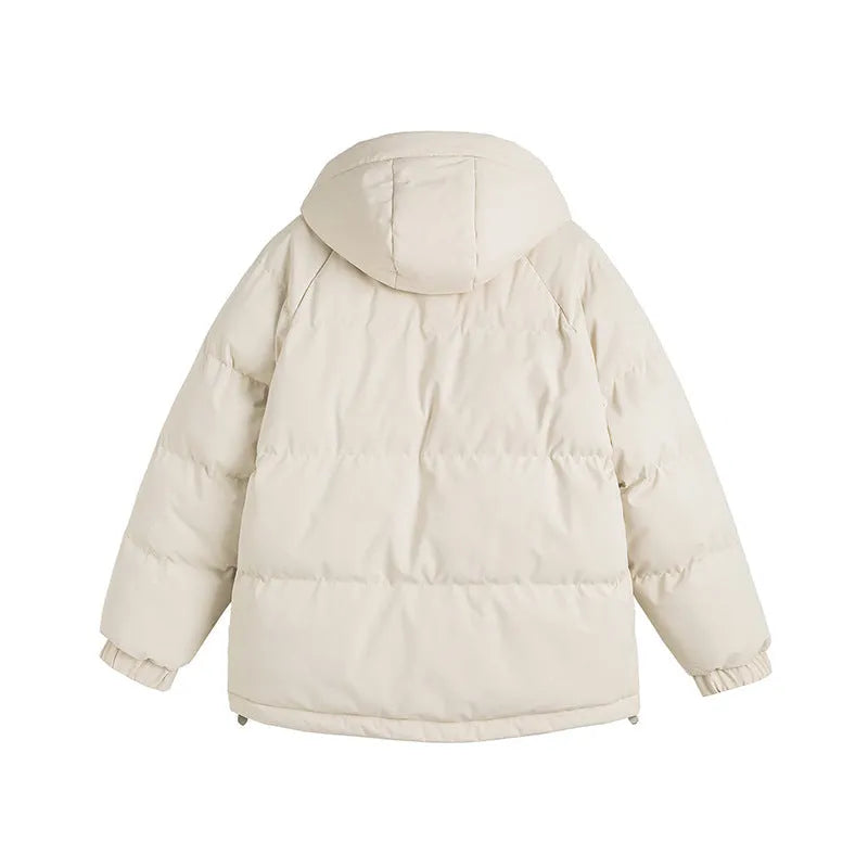 Loose fit two-piece winter cotton-padded coat in a solid colour with side seam pockets