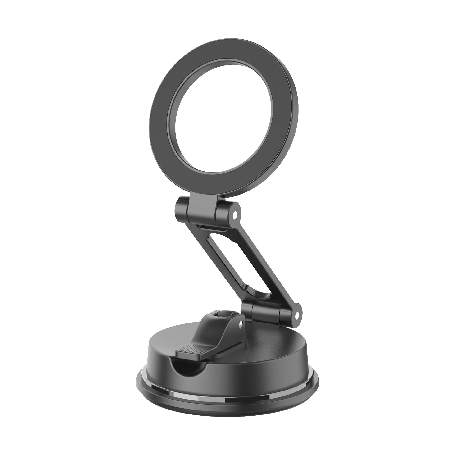 Black H154 car magnetic phone holder with suction cup mounted on a car windscreen