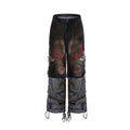 Men's retro jeans with detachable legs showing wide leg design and mid-high waist