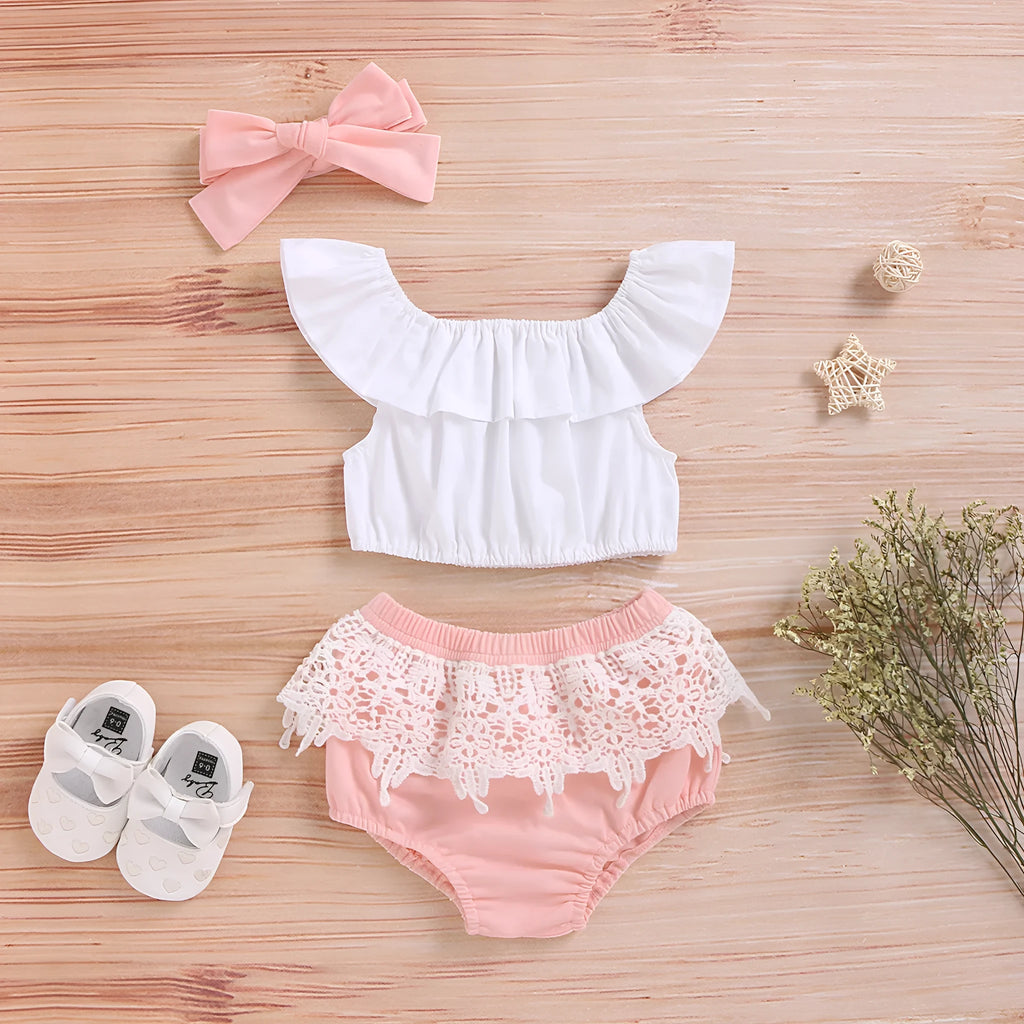 Solid white cotton children's summer suit with vest, shorts, and bow tie for boys, loose fit