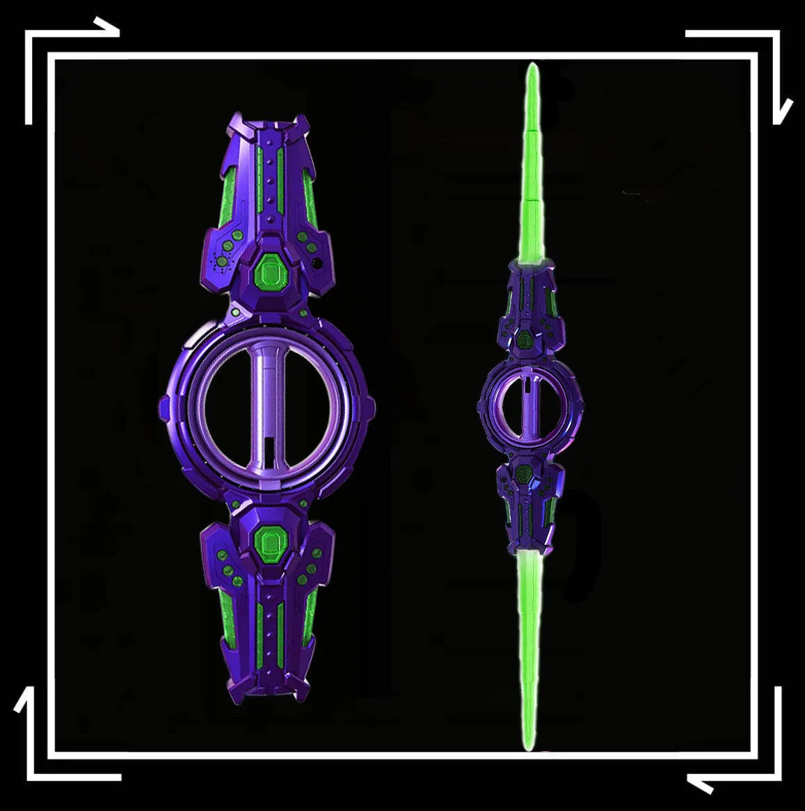 Double-edged fire spinning plastic toy sword for teenagers, electroplated blue gold finish