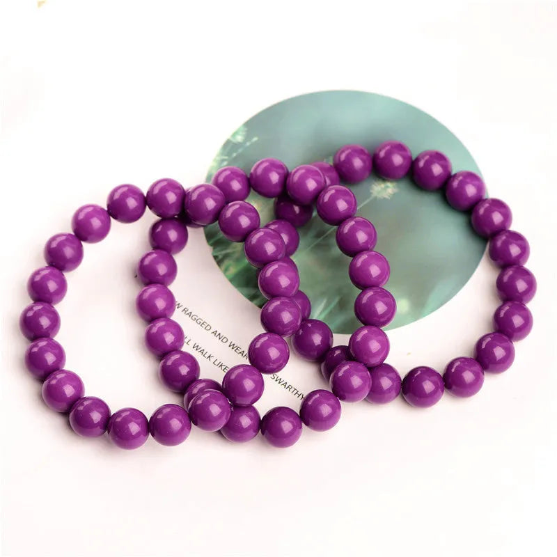 Jiuya Crystal Purple Mica unisex bracelet with polished 5A grade crystal beads in single circle design