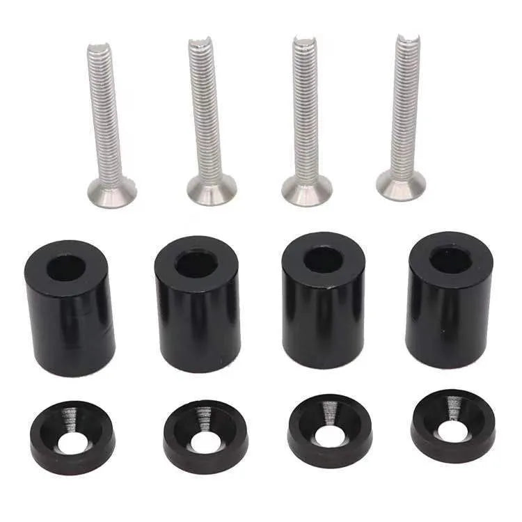 Aluminium alloy machine cover height spacers pack with hardware for car modification in black blue red colours
