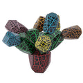 Kids rainbow assembling cactus wooden stacker building blocks on a light background
