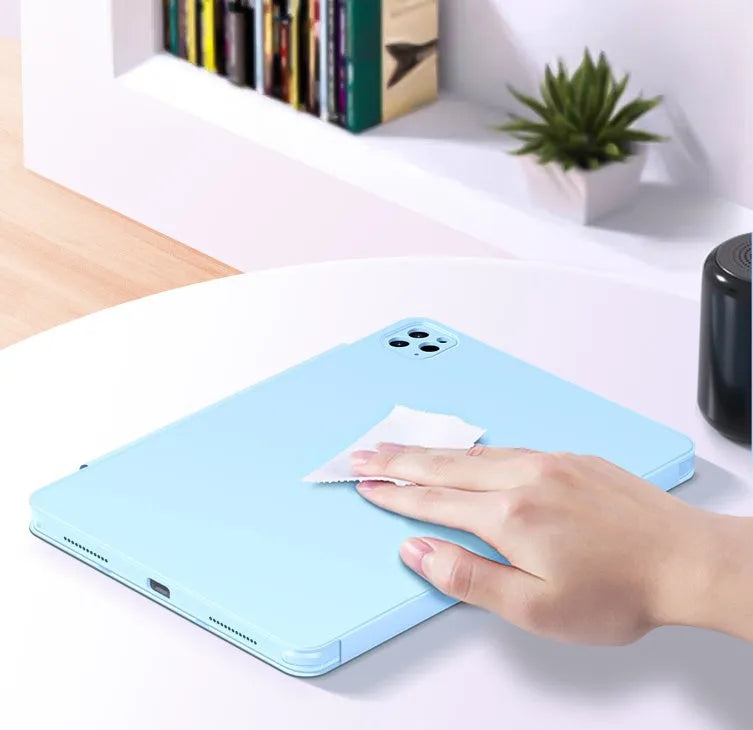 iPad magnetic protective case in multiple colours with a retractable drawer for Apple Pencil storage.