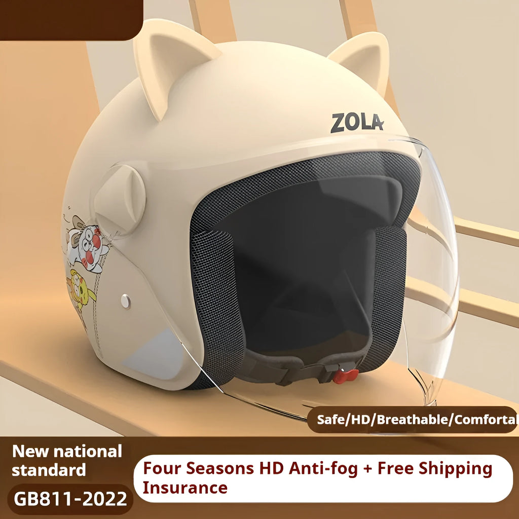 Winter electric bicycle helmet with integrated scarf and HD anti-fog visor, blown away blue variant, for adult commuting