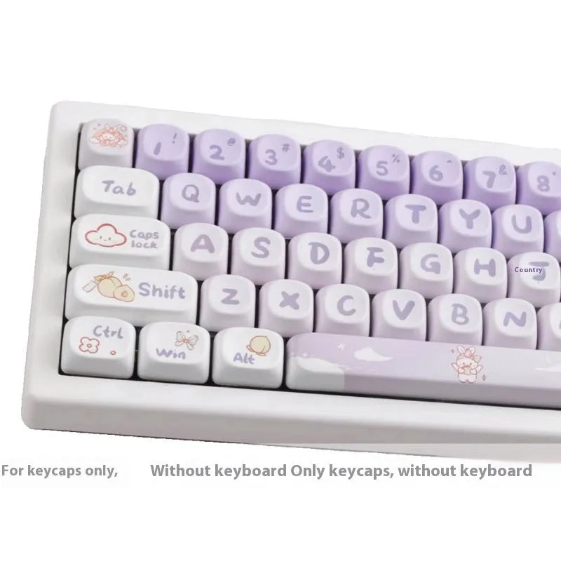 PBT gradient purple rabbit key caps set for mechanical keyboard sublimation printing