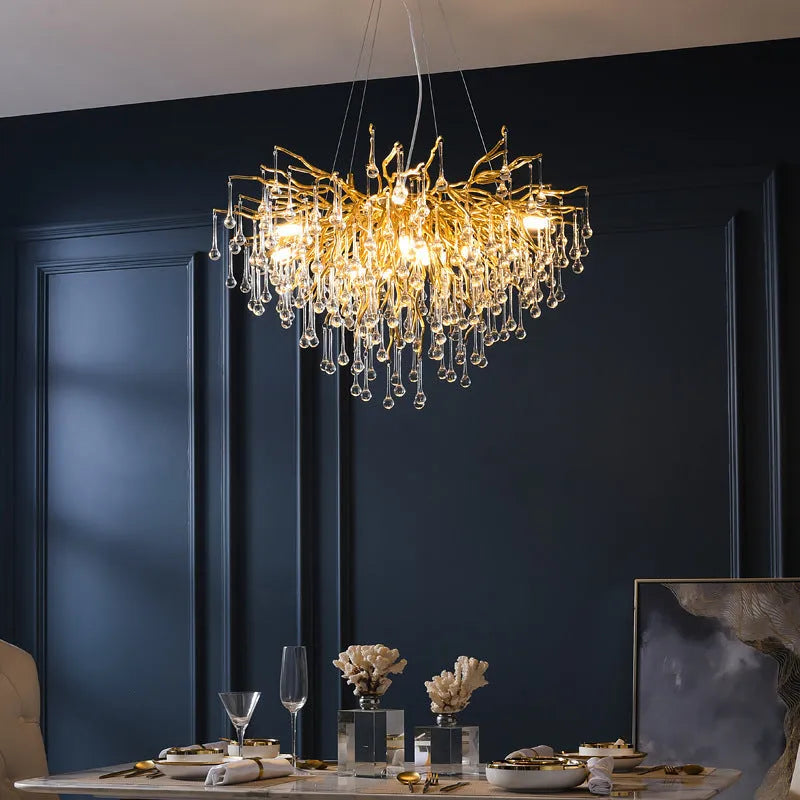 Art Deco glass chandelier pendant light round diameter 40cm for dining room or bedroom