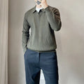 Men's loose fit modal knitted sweater with rabbit fur blend in Army Green colour