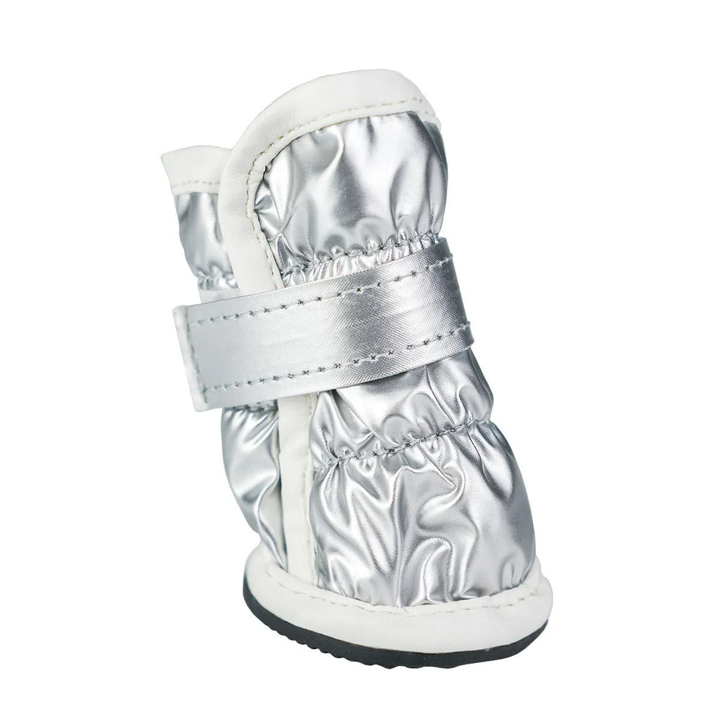 Winter pet dog snow boots in grey, waterproof and antifreeze, with non-slip sole for small dogs