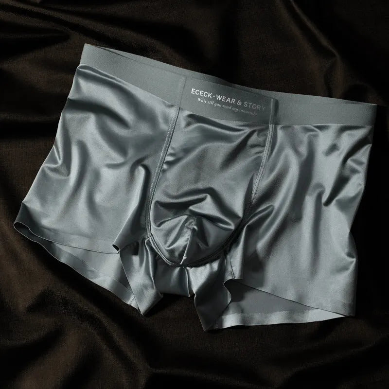 Men's ice silk underwear in veil white colour with seamless construction
