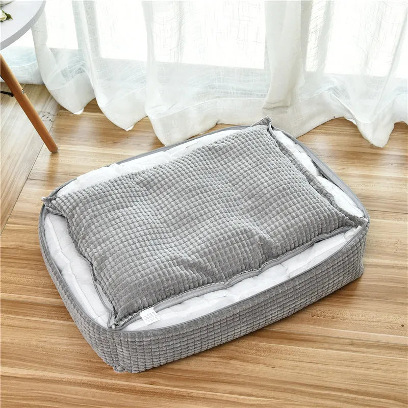 Four Seasons Universal removable flannel dog bed in grey, size M 50x40x20cm