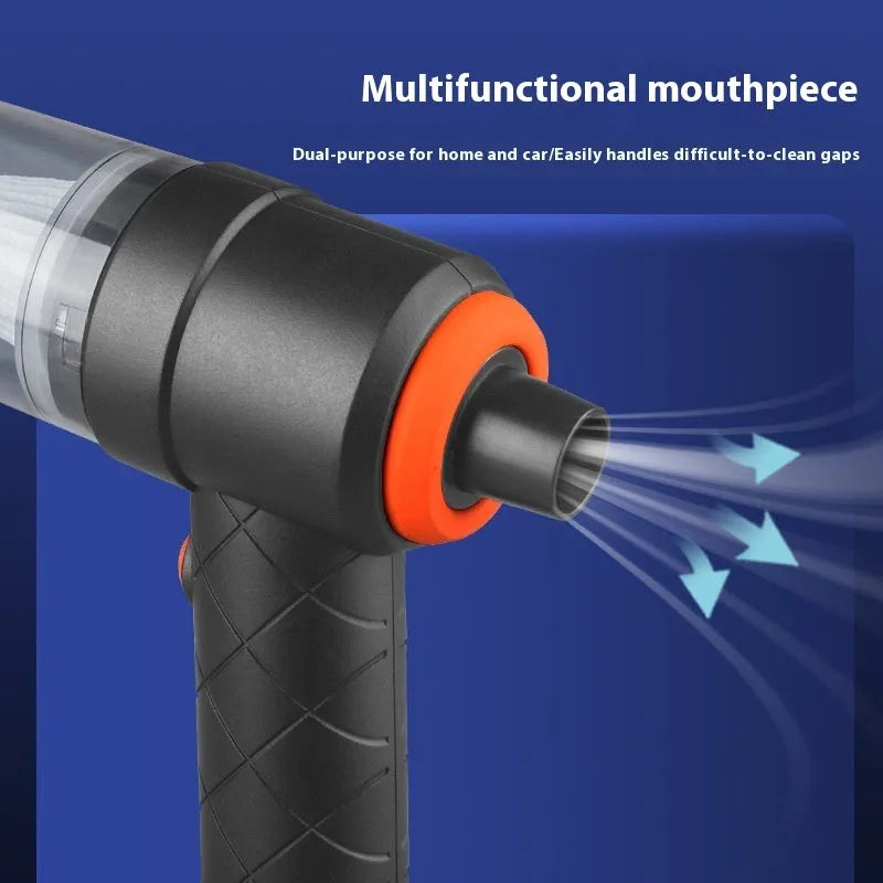 Car vacuum cleaner with wireless charging and dual suction and blowing function for vehicle interior cleaning