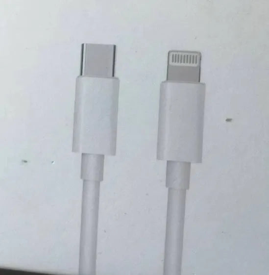 White 20W USB-C PD fast charger with UK plug and a choice of cable lengths.