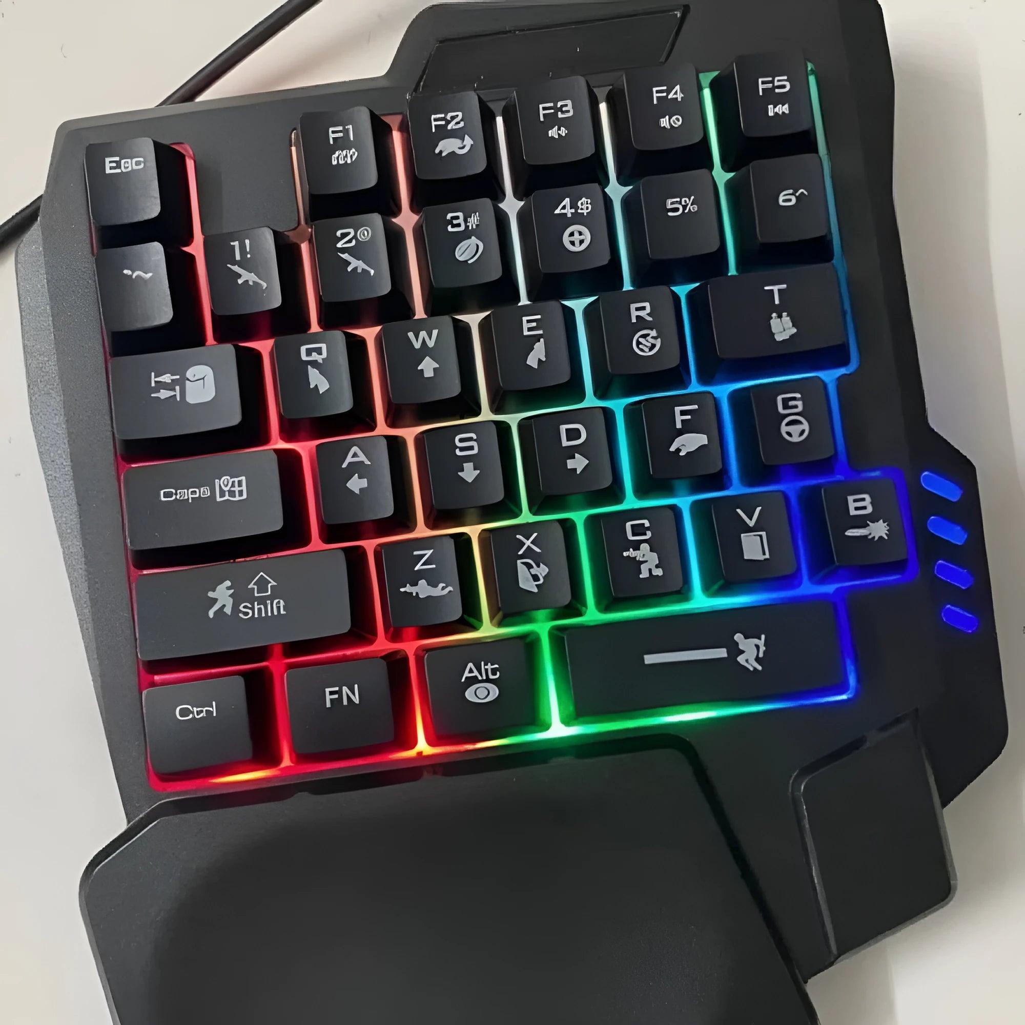 Black single-handed mechanical keyboard and mouse set with 1.5 metre cable