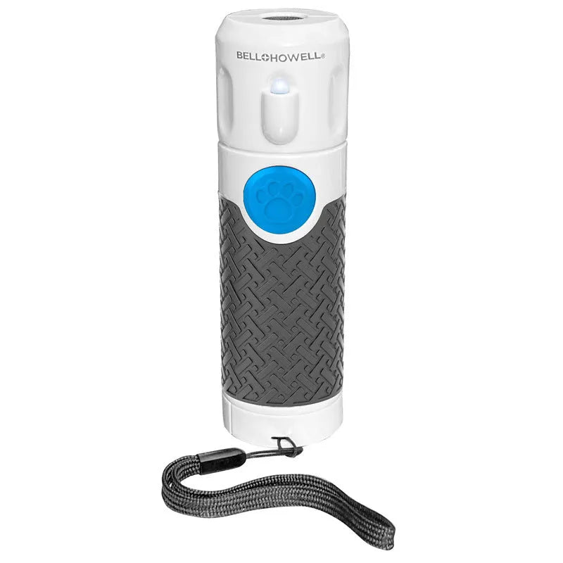White ABS plastic handheld ultrasonic dog trainer device on a white background.