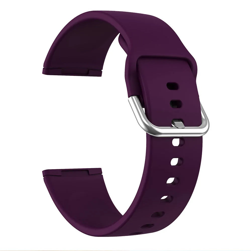 Solid colour silicone strap with silver buckle for Fitbit Versa 3 and Sense 2 watches
