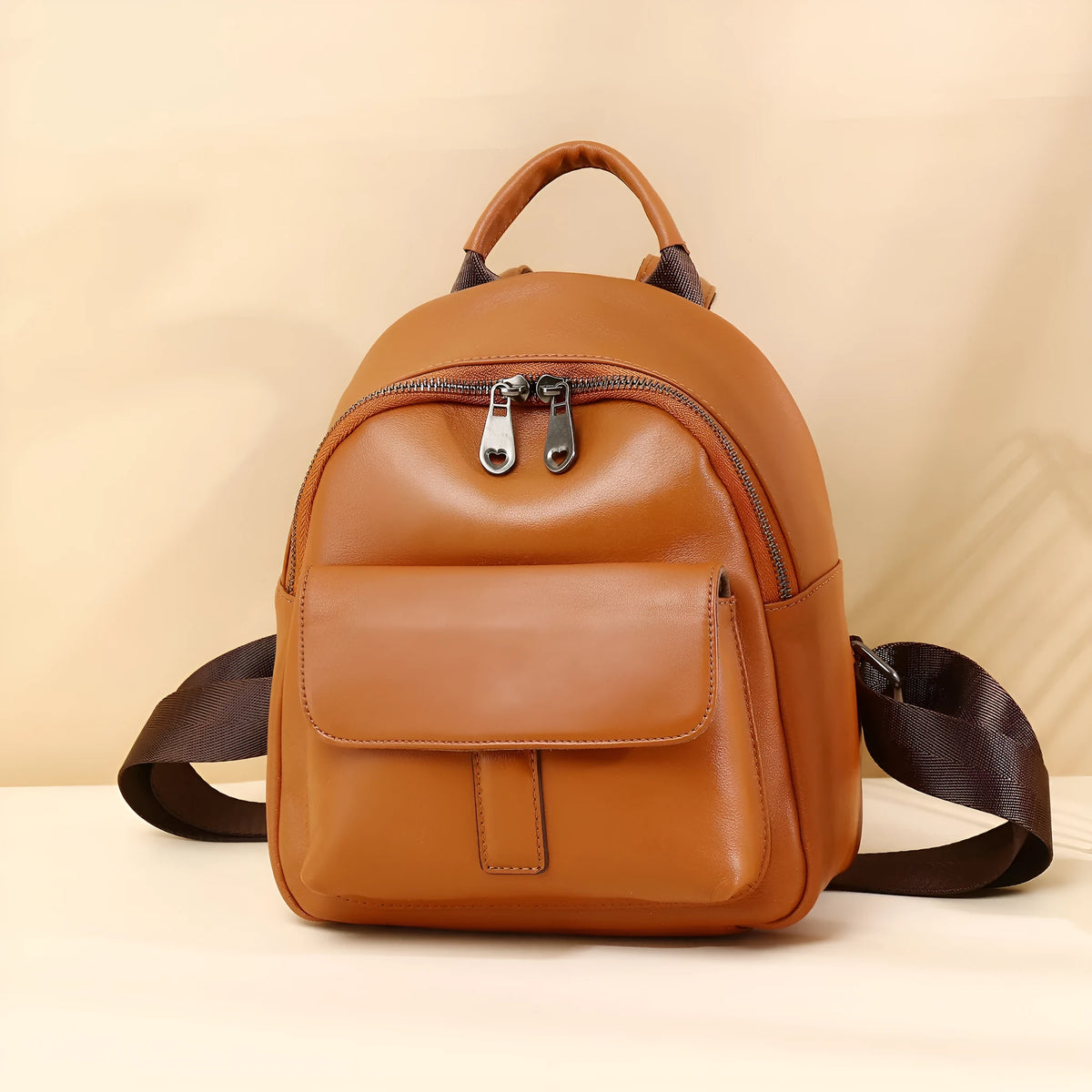 All-match first layer cowhide women backpack in black, 24x20x10cm, business travel handbag