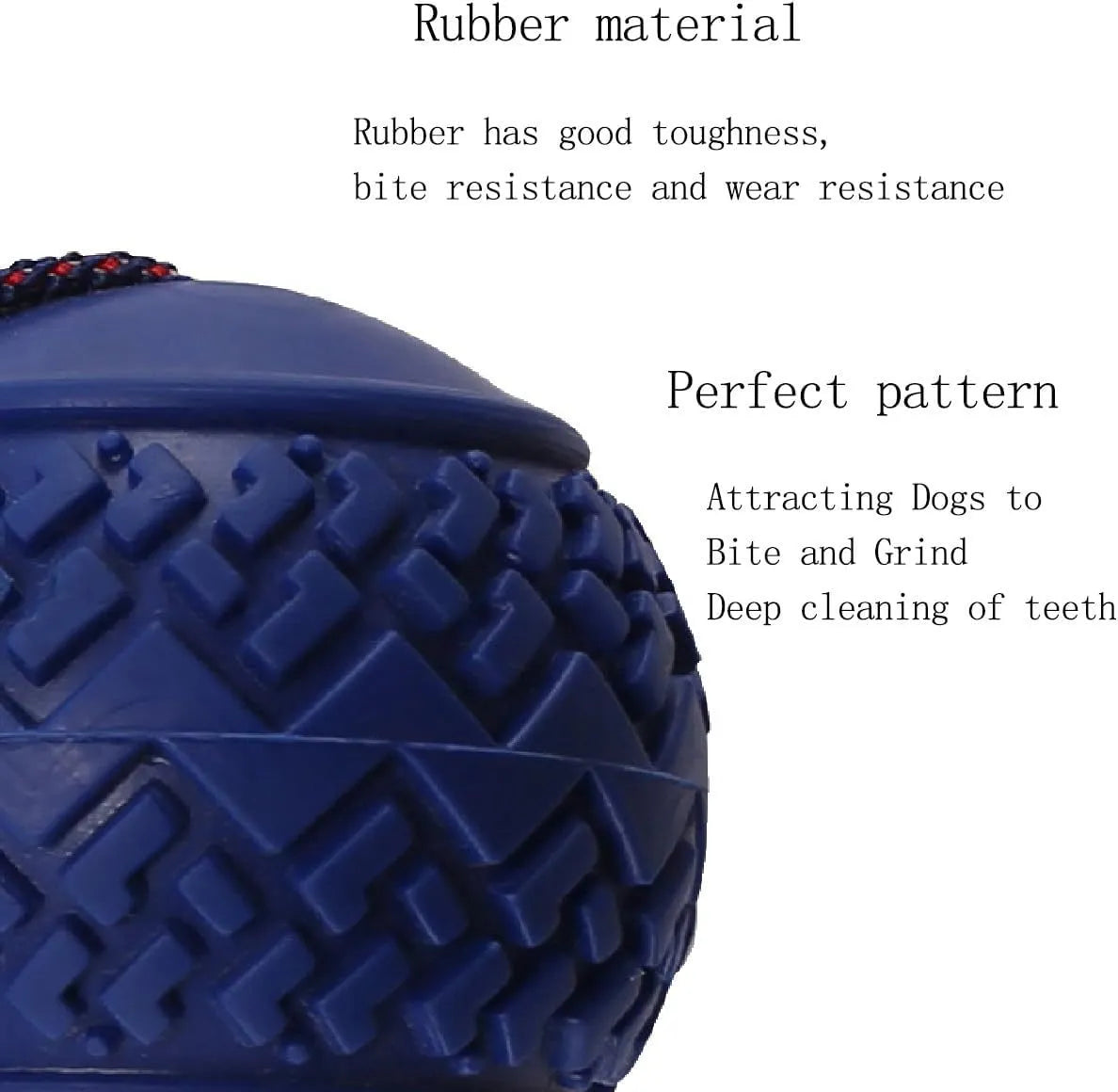 Blue dog ball with rope toy showing textured surface and cotton rope attachment