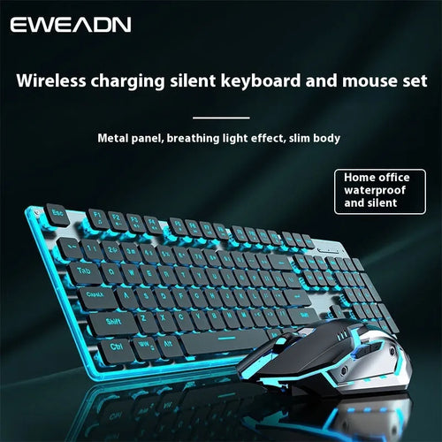 Wireless Bluetooth keyboard with mute button and RGB lighting measuring 440mm