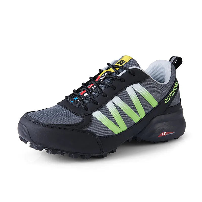 Flat-heeled mountaineering sneakers in multiple colours with a front lace-up and rubber sole.