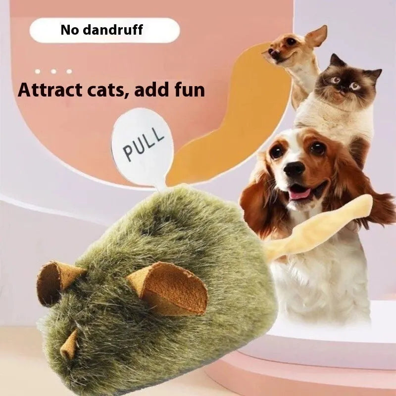 Plush cat toy mouse with simulated sound feature for indoor cats