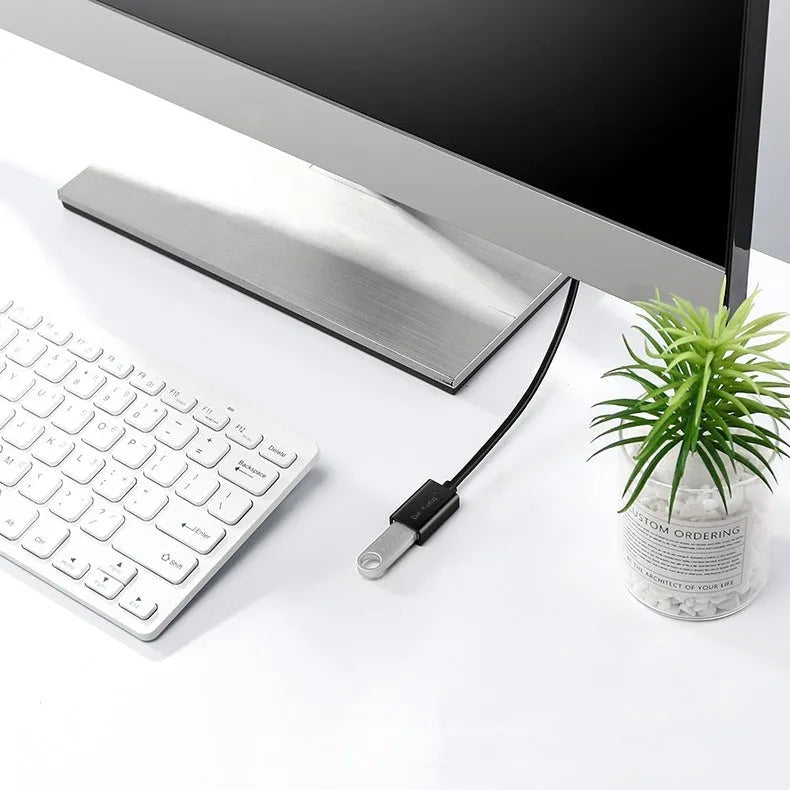Black USB 3.0 and USB 2.0 male to female extension cable showing connectors and length options from 1 to 5 metres