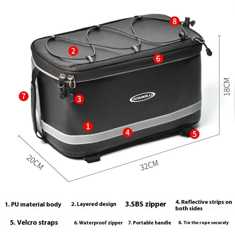 Black PU leather waterproof backseat car storage bag with 12 litre capacity