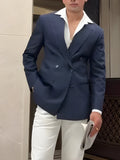 Men's striped double breasted blazer with regular fit and classic design