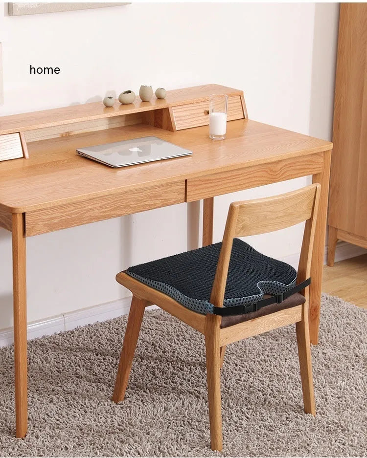 Memory foam cushion with elastic strap for car or office chair in solid colour