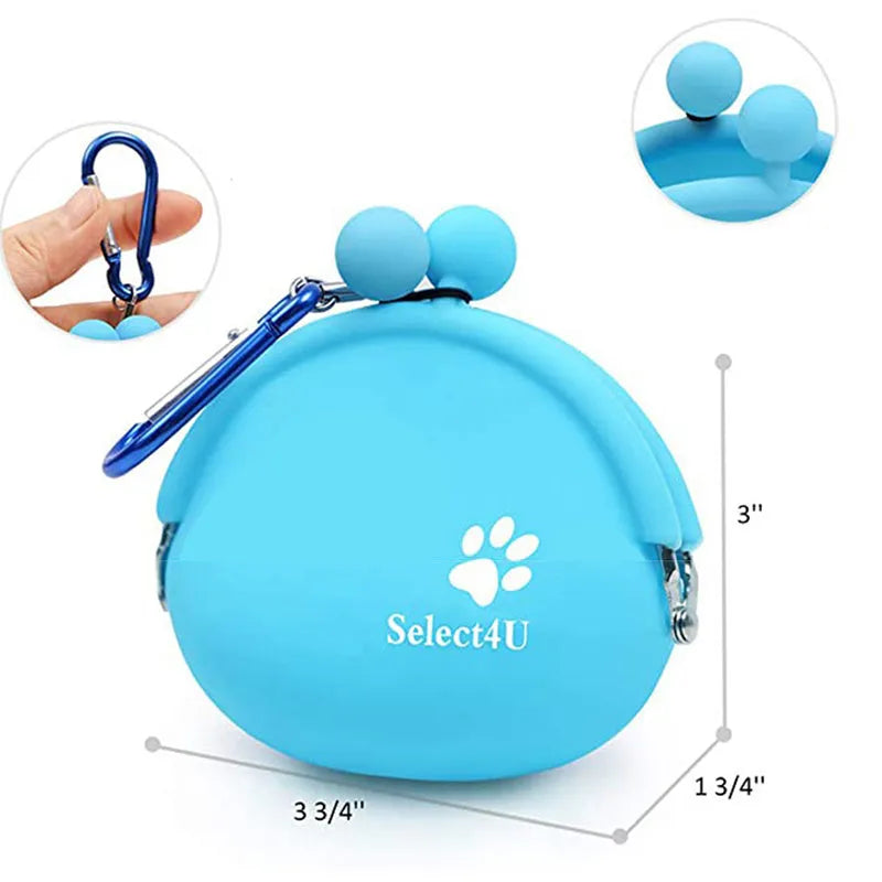 Silicone dog treat waist bag with hook and loop closure in multiple colour options