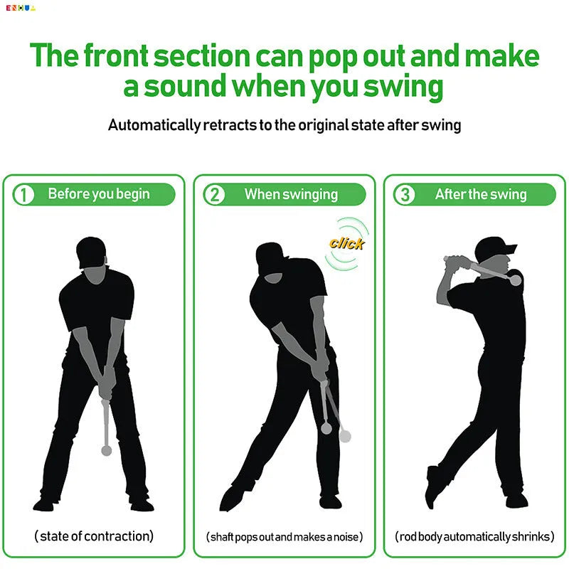 Telescopic golf swing simulator in stainless steel construction showing adjustable design