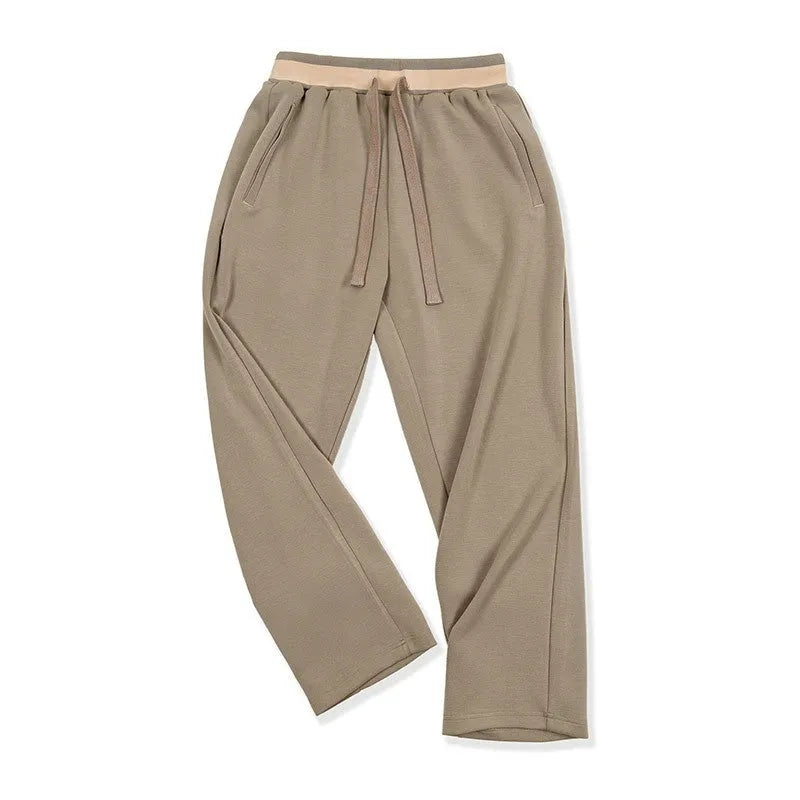 Men's casual air layer sweatpants in gray polyester, loose straight-leg elastic waist design