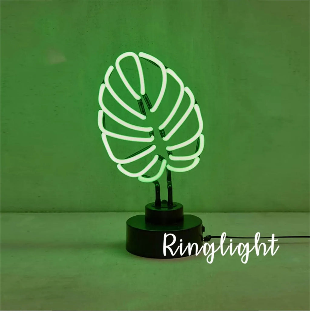 White bamboo shape desktop lamp with green light, USB plug connection