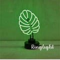 White bamboo shape desktop lamp with green light, USB plug connection