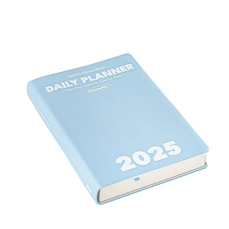 Waterproof notebook with PU cover in mint green colour, open to show writing paper, for exam study clock-in records.