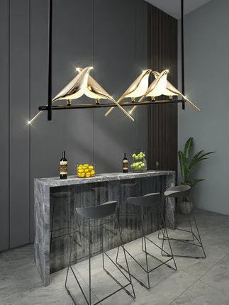Modern aluminium alloy ceiling light with iron chandelier framework and adjustable height feature