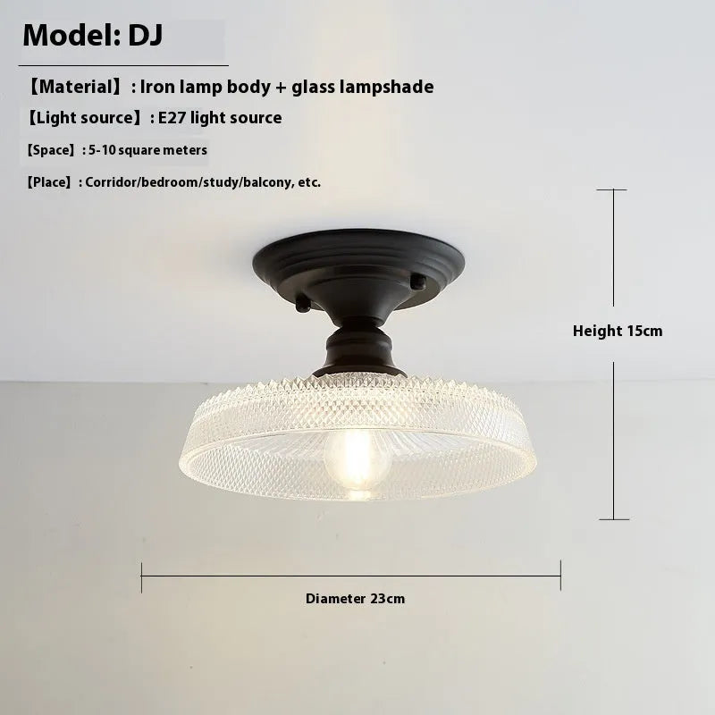 American retro single-head lamp with glass cover for hallway and balcony lighting