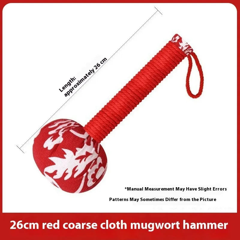 Argy wormwood hand-held massage hammer in green, shown with 26cm and 31cm size options.