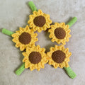 Hand-woven sunflower design pen cover in natural fabric for teacher gifts