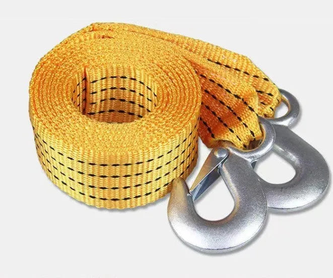 CARLIFE yellow nylon trailer belt with eagle grappling hooks and hanging buckle