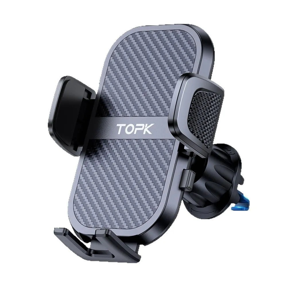 TOPKD46 universal car phone holder with multiple bracket styles for windshield, dashboard, and air vent mounting